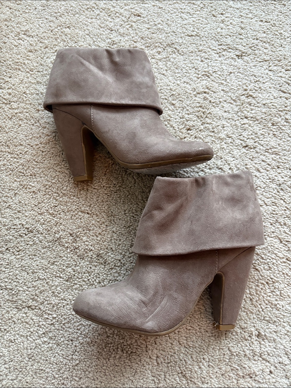 Women's Fold-Over Ankle Bootie in Taupe